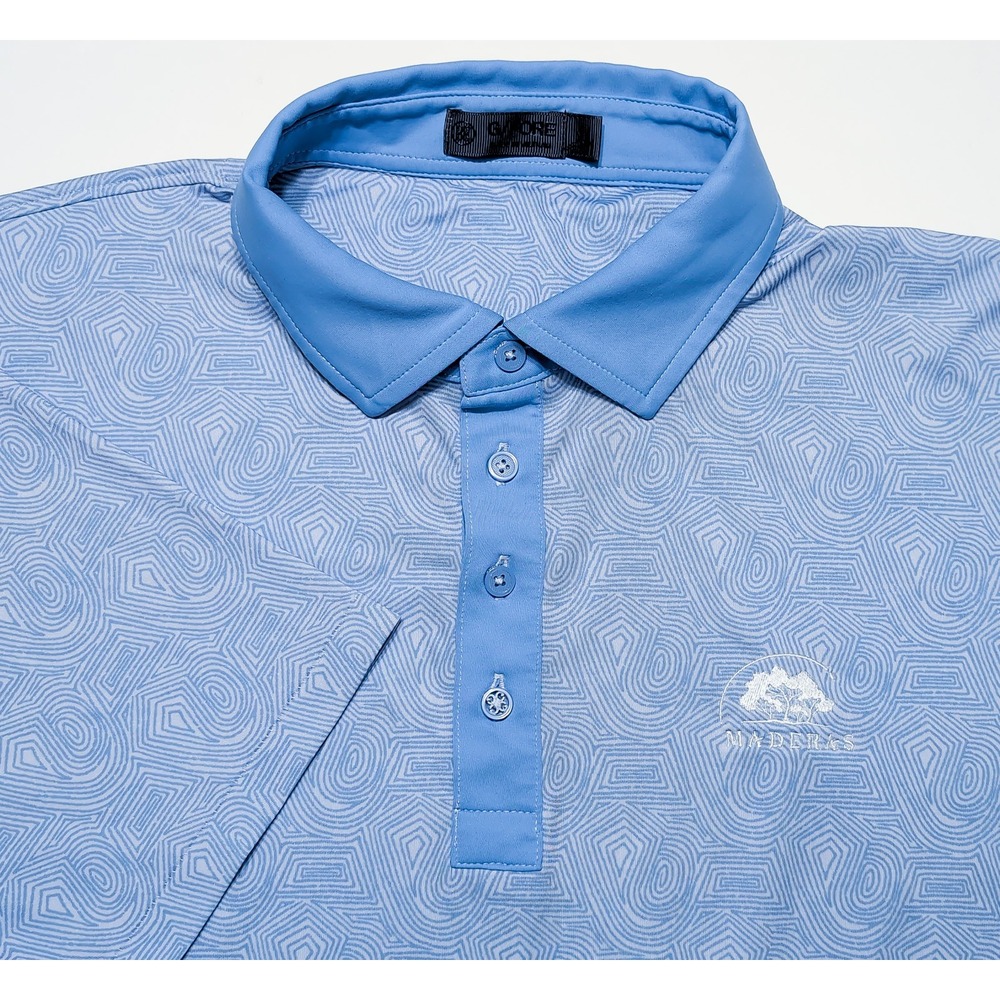 G/FORE Polo Shirt Mens XL Blue Excellent Maderas Golf Club Geometric Swirl